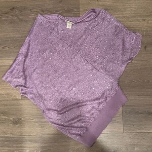 Purple Sequin Asymmetrical Knit Top
